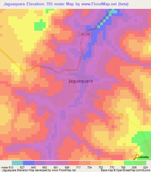 Jaguaquara,Brazil Elevation Map