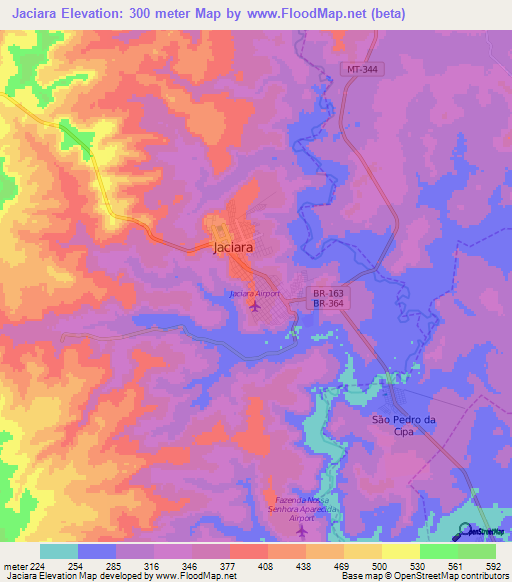 Jaciara,Brazil Elevation Map