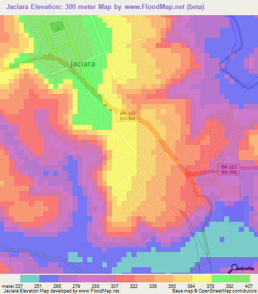 Jaciara,Brazil Elevation Map