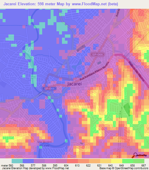 Jacarei,Brazil Elevation Map