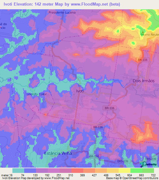 Ivoti,Brazil Elevation Map