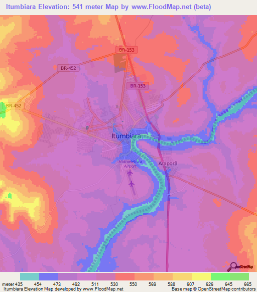 Itumbiara,Brazil Elevation Map