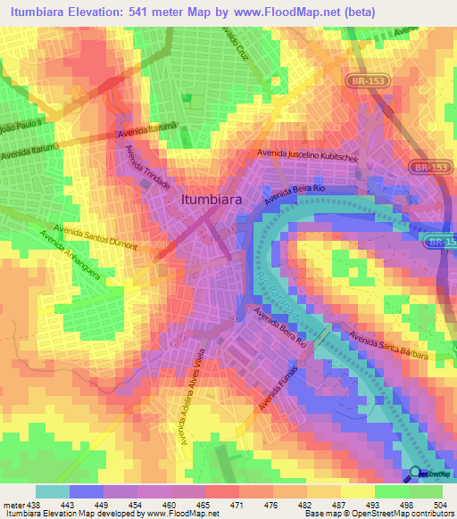 Itumbiara,Brazil Elevation Map