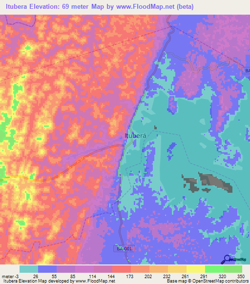 Itubera,Brazil Elevation Map