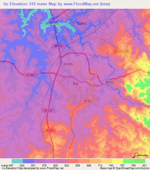 Itu,Brazil Elevation Map