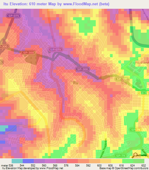 Itu,Brazil Elevation Map