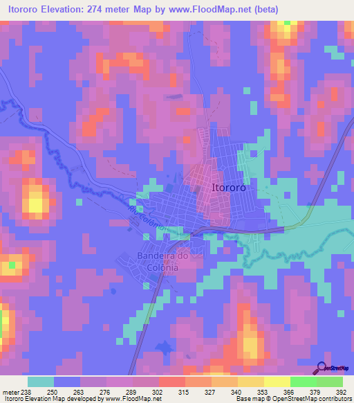 Itororo,Brazil Elevation Map