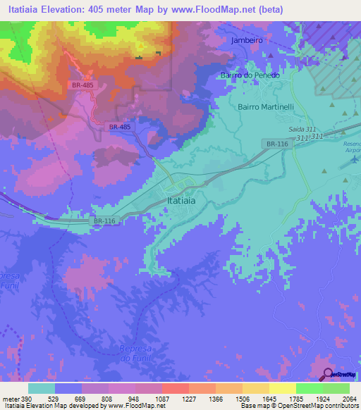 Itatiaia,Brazil Elevation Map