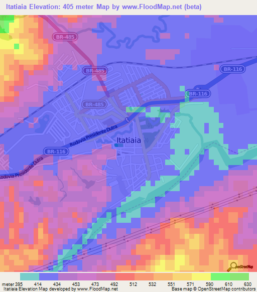 Itatiaia,Brazil Elevation Map