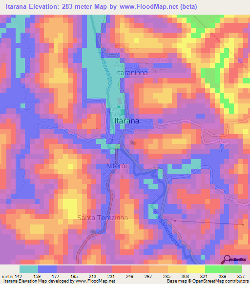 Itarana,Brazil Elevation Map