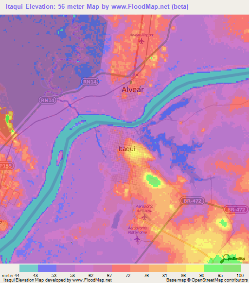 Itaqui,Brazil Elevation Map