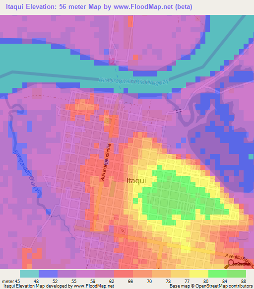 Itaqui,Brazil Elevation Map