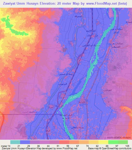 Zawiyat Umm Husayn,Egypt Elevation Map