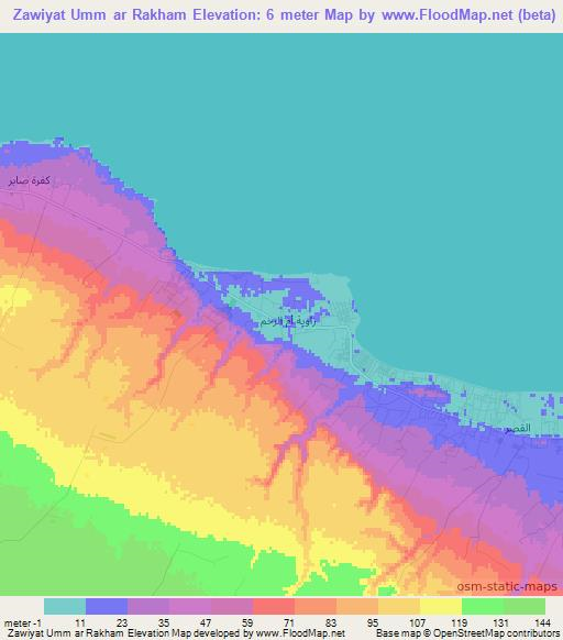 Zawiyat Umm ar Rakham,Egypt Elevation Map