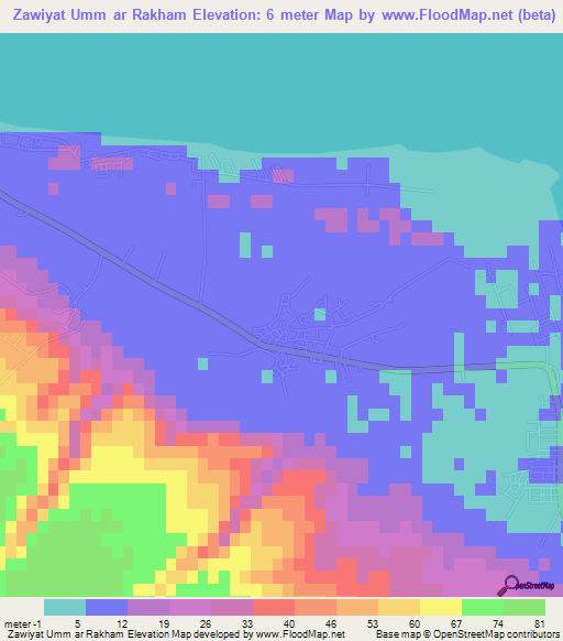 Zawiyat Umm ar Rakham,Egypt Elevation Map