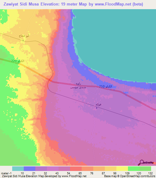 Zawiyat Sidi Musa,Egypt Elevation Map