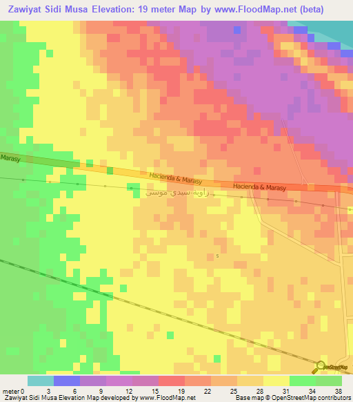 Zawiyat Sidi Musa,Egypt Elevation Map