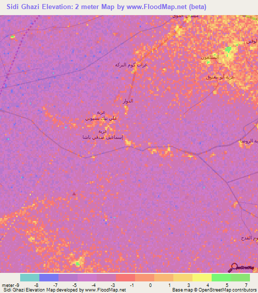 Sidi Ghazi,Egypt Elevation Map