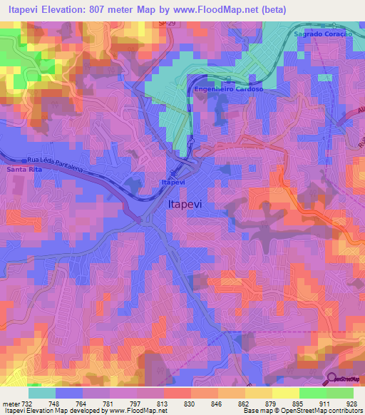 Itapevi,Brazil Elevation Map