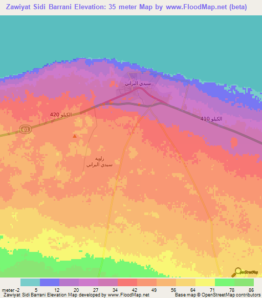 Zawiyat Sidi Barrani,Egypt Elevation Map