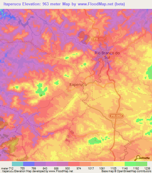 Itaperucu,Brazil Elevation Map