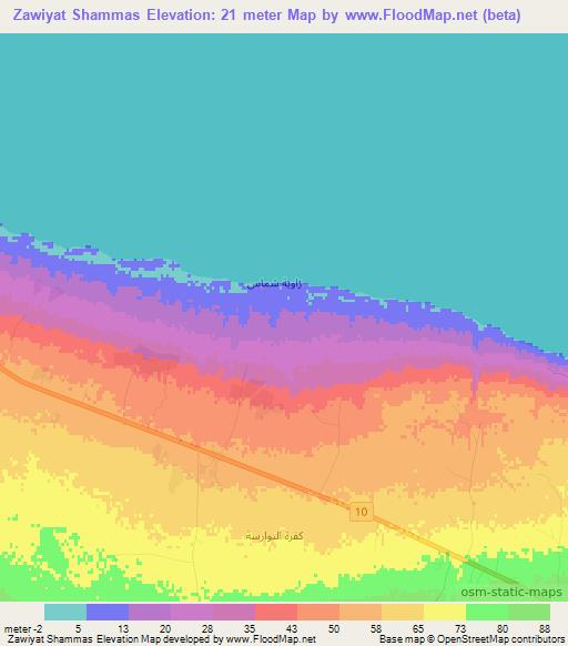 Zawiyat Shammas,Egypt Elevation Map