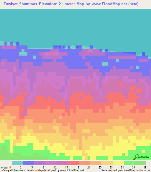 Zawiyat Shammas,Egypt Elevation Map