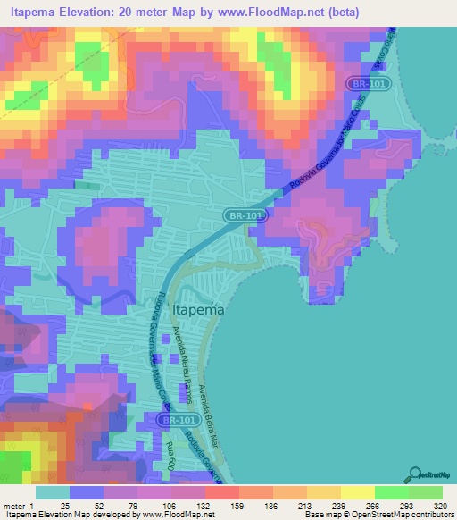 Itapema,Brazil Elevation Map