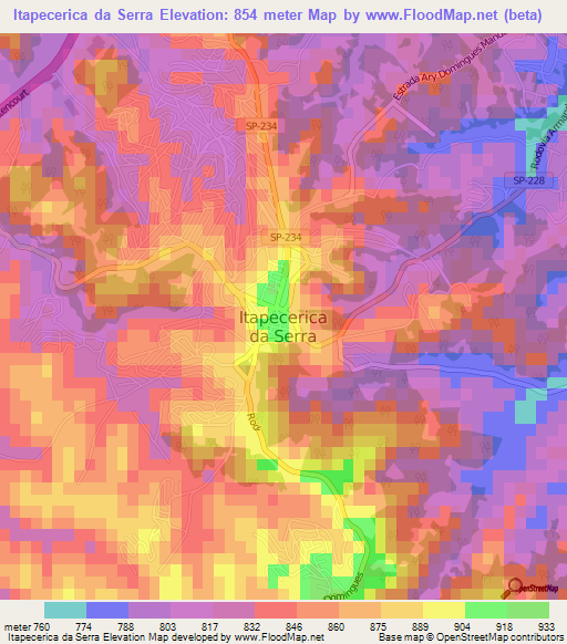 Itapecerica da Serra,Brazil Elevation Map