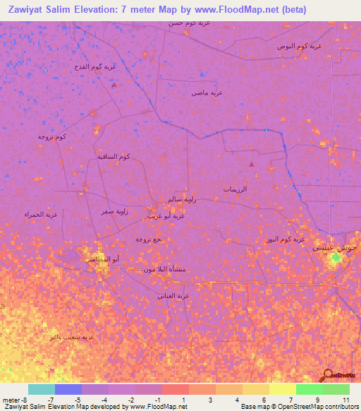 Zawiyat Salim,Egypt Elevation Map