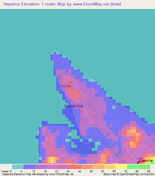 Itaparica,Brazil Elevation Map