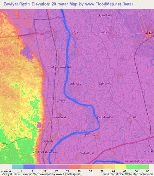 Zawiyat Razin,Egypt Elevation Map