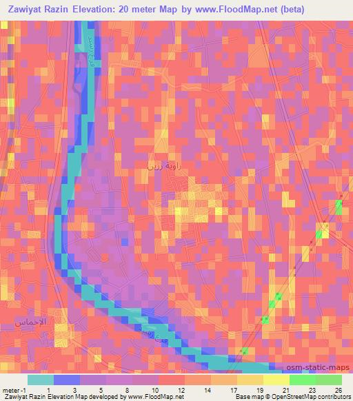 Zawiyat Razin,Egypt Elevation Map