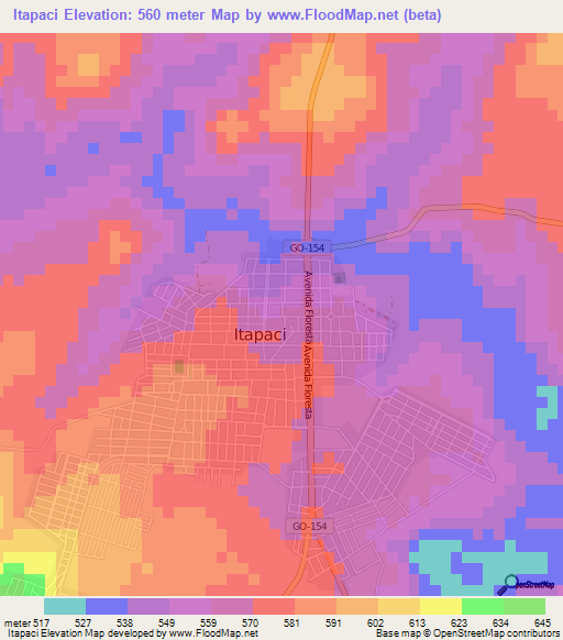 Itapaci,Brazil Elevation Map