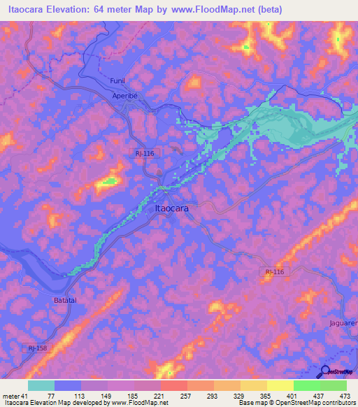 Itaocara,Brazil Elevation Map