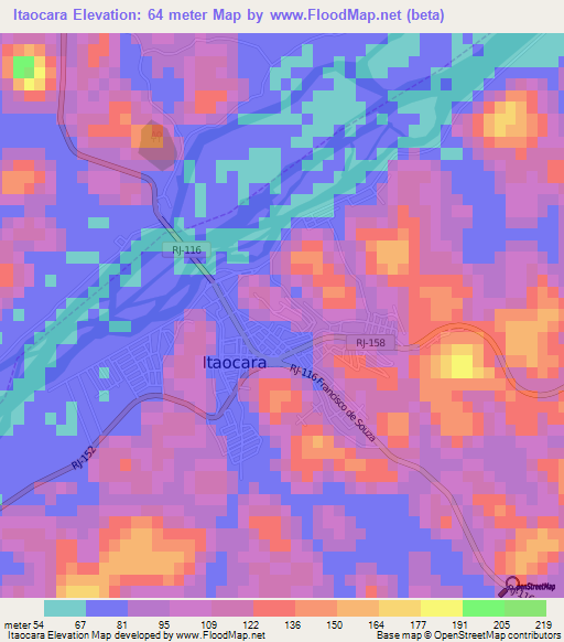 Itaocara,Brazil Elevation Map