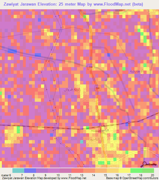 Zawiyat Jarawan,Egypt Elevation Map