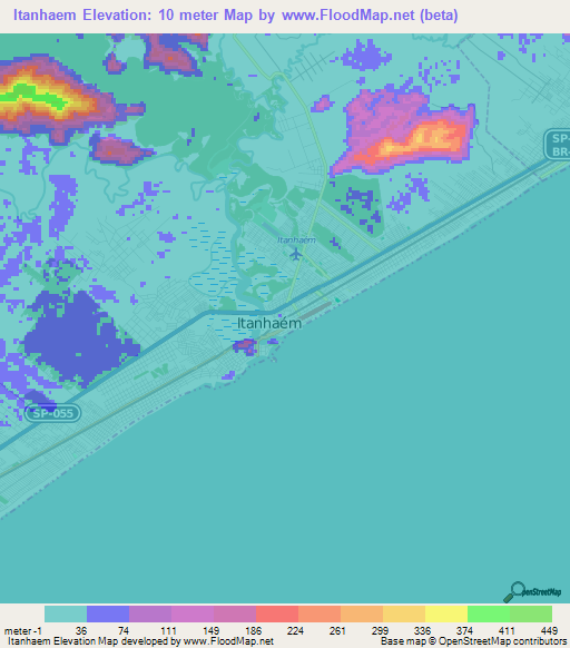 Itanhaem,Brazil Elevation Map