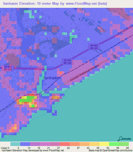 Itanhaem,Brazil Elevation Map