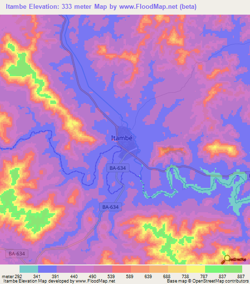 Itambe,Brazil Elevation Map