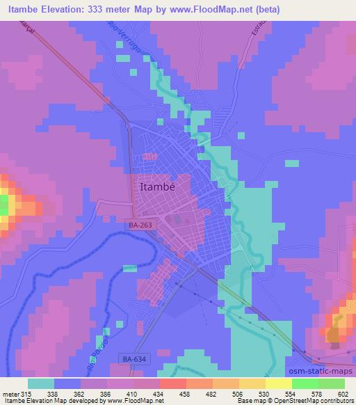 Itambe,Brazil Elevation Map