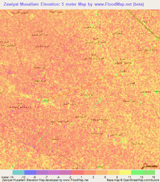 Zawiyat Musallam,Egypt Elevation Map