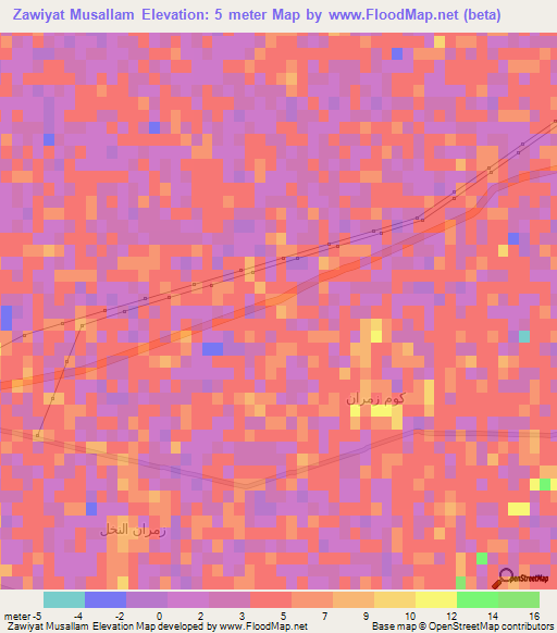 Zawiyat Musallam,Egypt Elevation Map