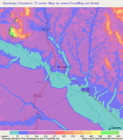 Itamaraju,Brazil Elevation Map