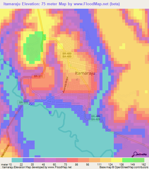 Itamaraju,Brazil Elevation Map