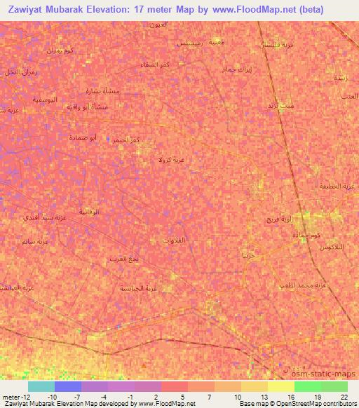 Zawiyat Mubarak,Egypt Elevation Map