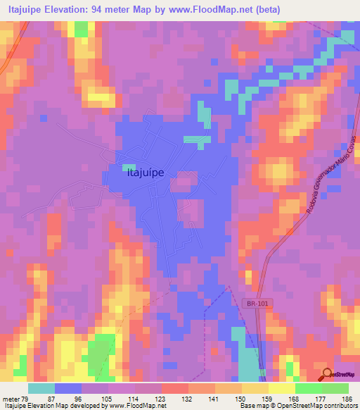 Itajuipe,Brazil Elevation Map