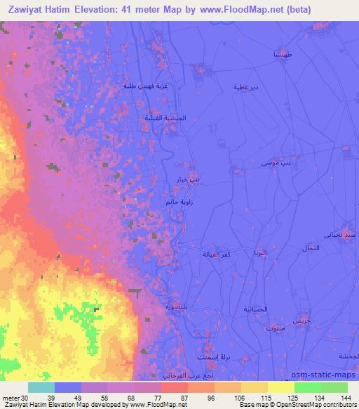 Zawiyat Hatim,Egypt Elevation Map