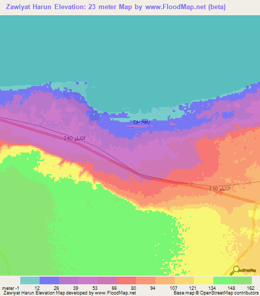 Zawiyat Harun,Egypt Elevation Map