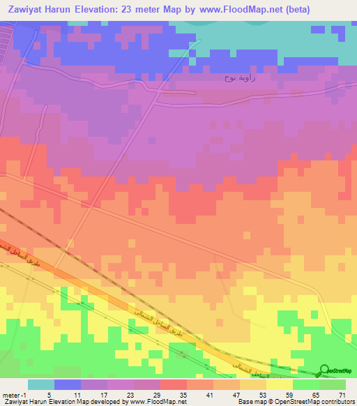 Zawiyat Harun,Egypt Elevation Map